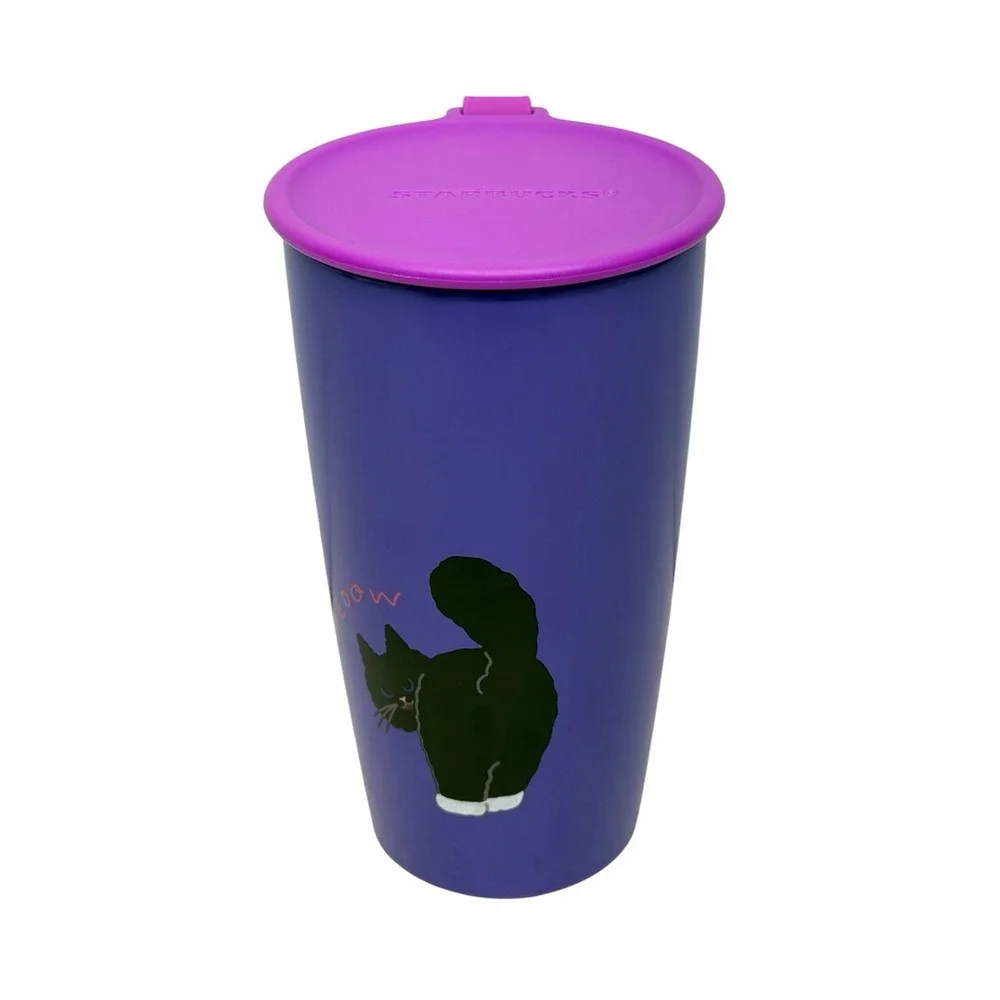 Starbucks Halloween Cat Tumbler Mug Bottle Bearista Playful Glow In The Dark Top